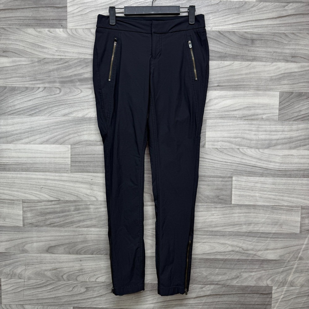 Athleta Skinny Pants Women 2 Black Ankle Zip Yoga Stretch Legging Workout Casual
